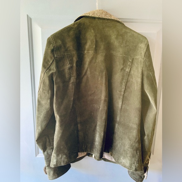 Acorn Black suede Leather Jacket with Herringbone Accents - Picture 10 of 12